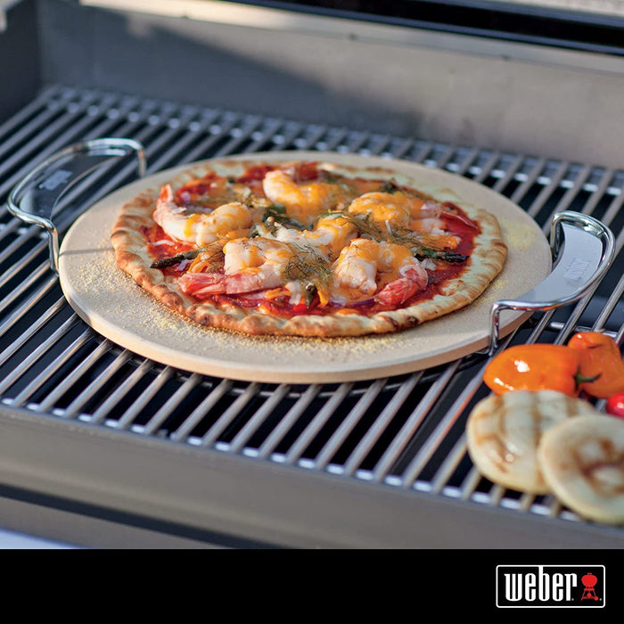 Weber Gourmet BBQ System Pizza Stone with Carry Rack,16.7"