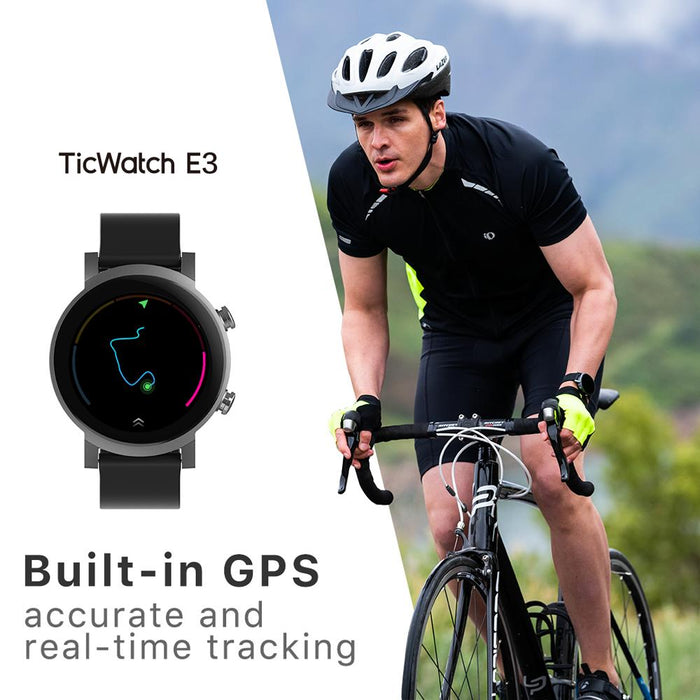 TicWatch E3 Smartwatch/Fitness Tracker with Extra Silicon Rubber Blue Band - WH12018P