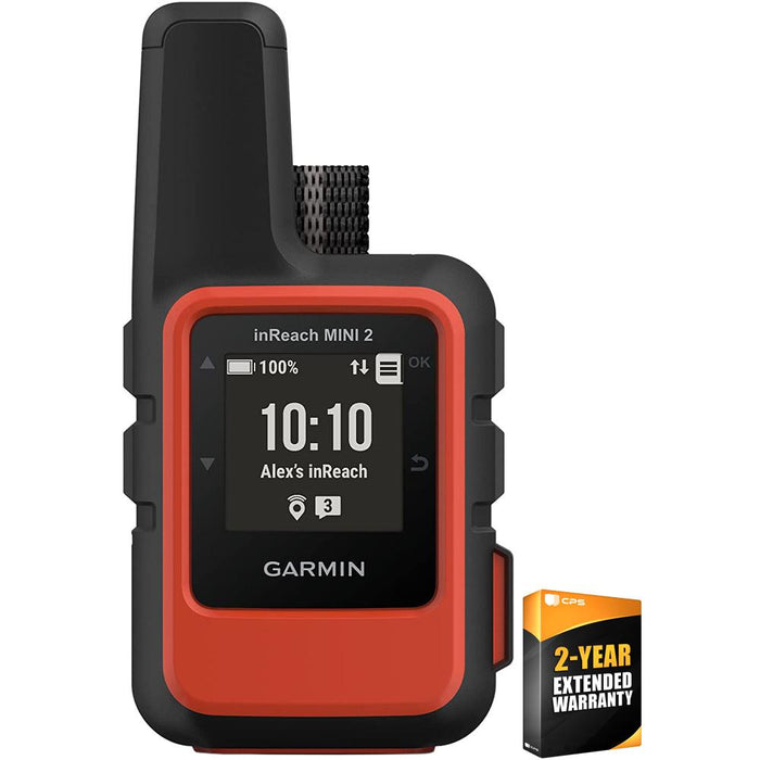 Garmin inReach Mini 2 Portable Satellite GPS Navigator (Flame Red) w/ Warranty Bundle