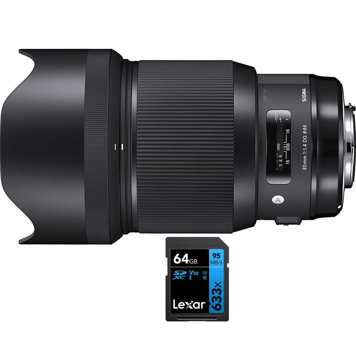 Sigma 85mm F1.4 DG HSM Art Full-Frame Sensor Lens for L-Mount + 64GB Memory Card
