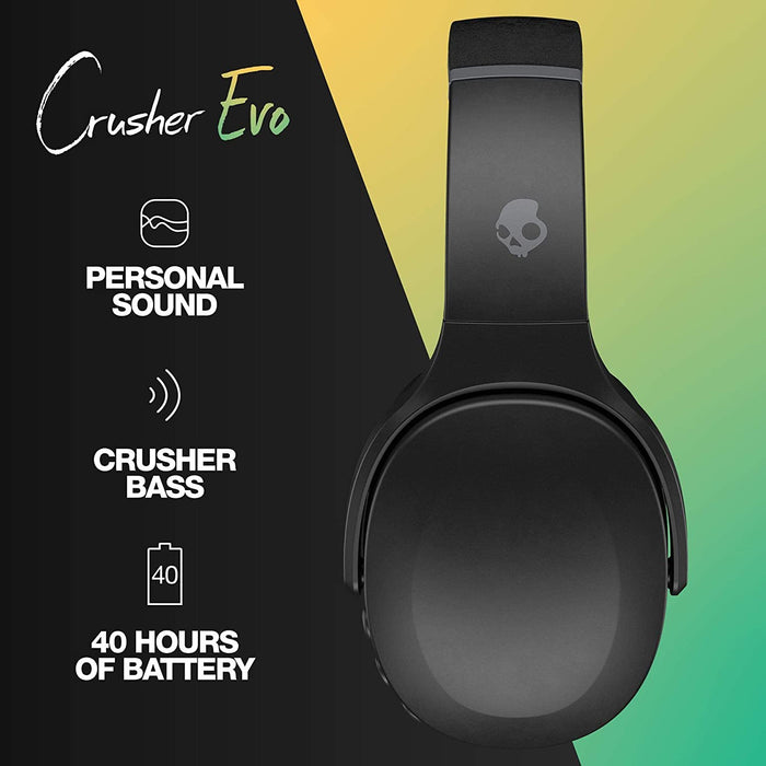 Skullcandy Crusher Evo Wireless Over-Ear Headphones, True Black - S6EVW-N740