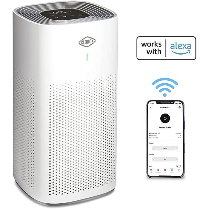Clorox Large Room Air Purifier with Alexa Virtual Assistant, White - 11011