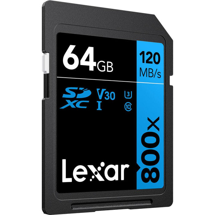 Lexar 64GB High-Performance 800x UHS-I SDXC Memory Card BLUE with Reader Bundle
