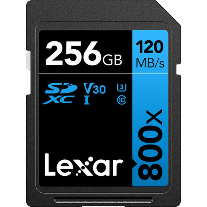 Lexar 256GB High-Performance 800x UHS-I SDHC Memory Card BLUE with Reader Bundle