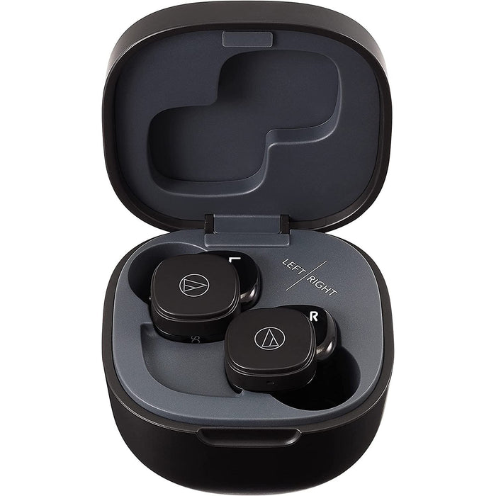 Audio-Technica ATH-SQ1TW Wireless Earbuds with Charging Case, Black
