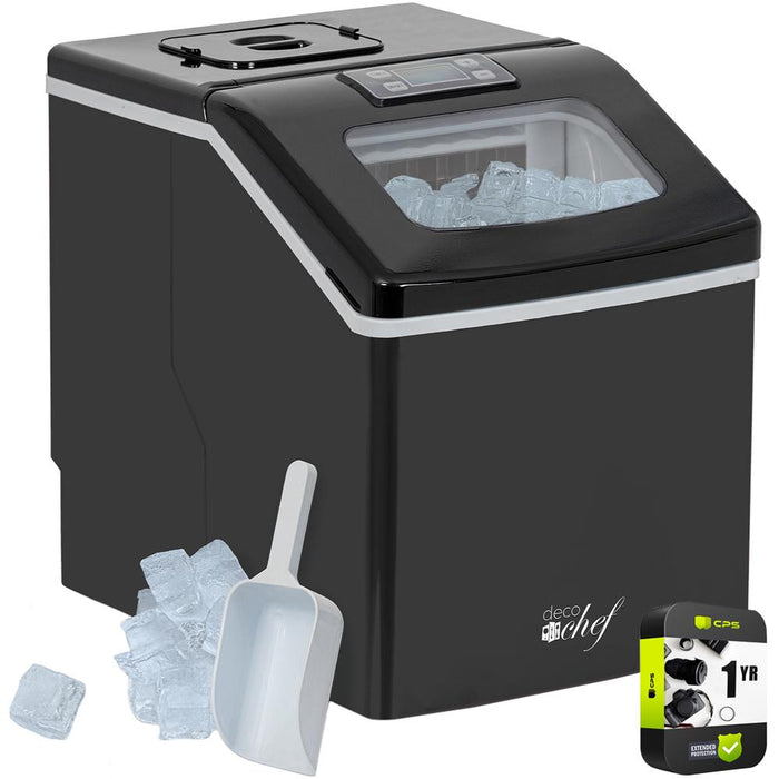 Deco Chef Countertop Portable Ice Maker 40 lb/Day Black with Extended Warranty