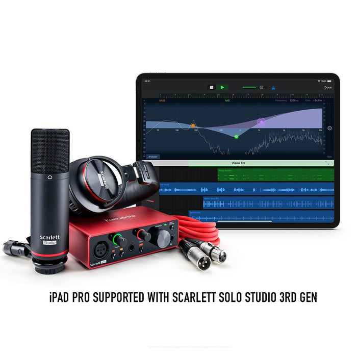 Focusrite Scarlett Solo Studio USB Audio Interface (3rd Gen) with Stand & Deco Gear Bundle