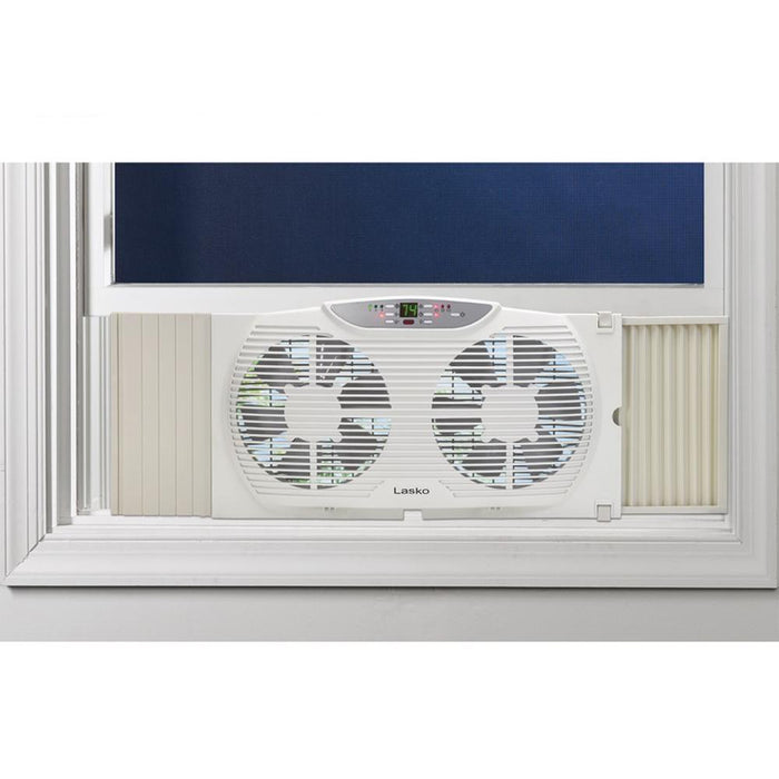 Lasko 9  Electically Reversible Twin Window Fan with Thermostat - Open Box