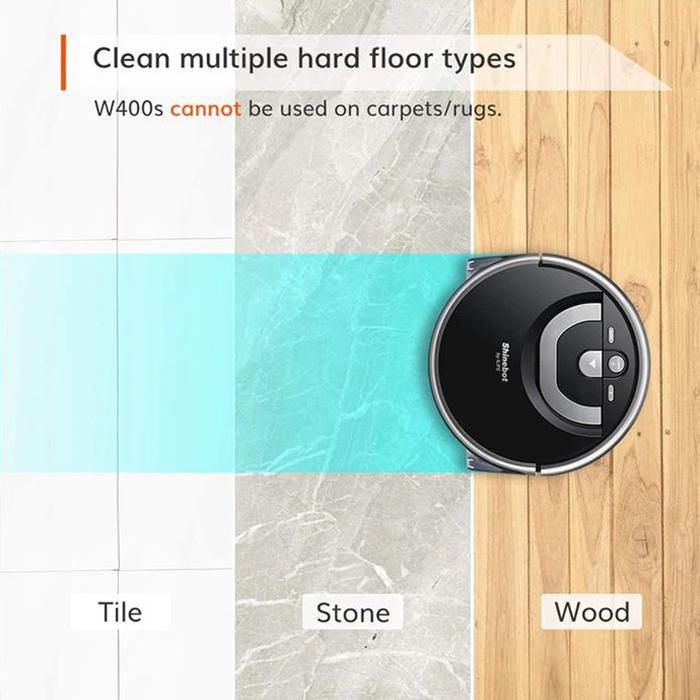 iLife Shinebot W400 Floor Washing Mop Robot, Black and Silver