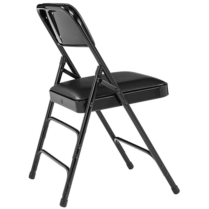 National Public Seating 1300 Series Premium Vinyl Upholstered Folding Chair, Black (Pack of 4)