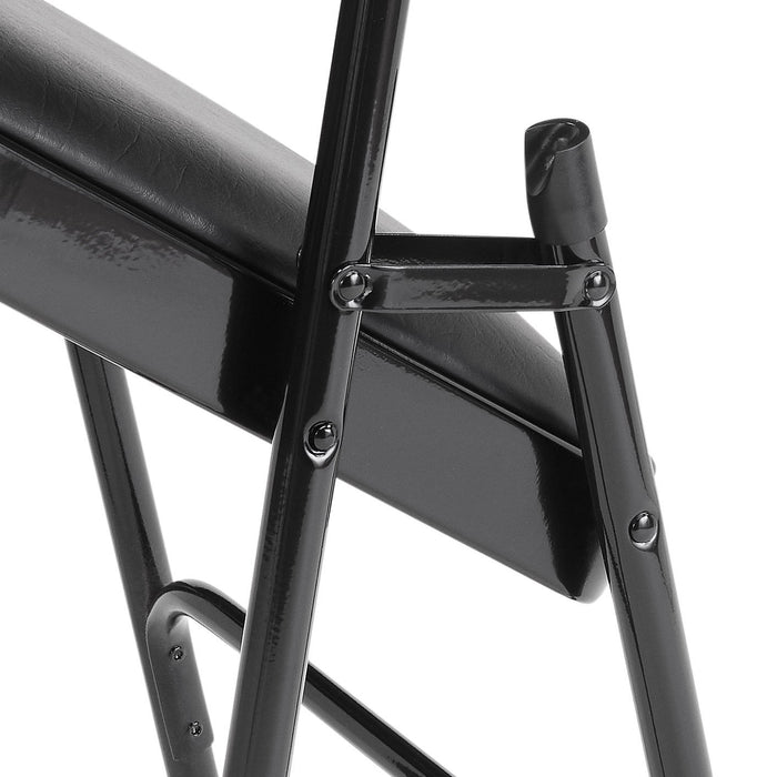 National Public Seating 1300 Series Premium Vinyl Upholstered Folding Chair, Black (Pack of 4)