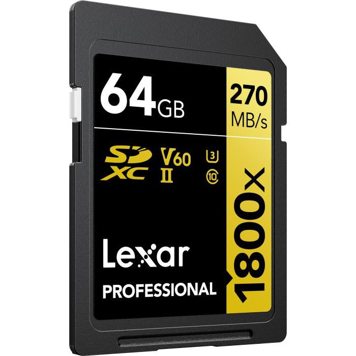 Lexar Professional 1800x SDXC UHS-II Card GOLD Series, 64GB - (3-Pack)