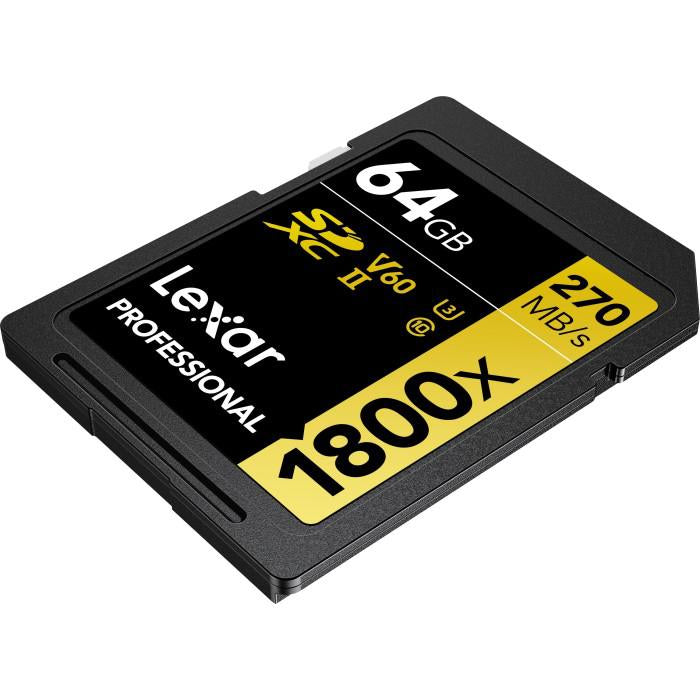 Lexar Professional 1800x SDXC UHS-II Card GOLD Series, 64GB - (3-Pack)