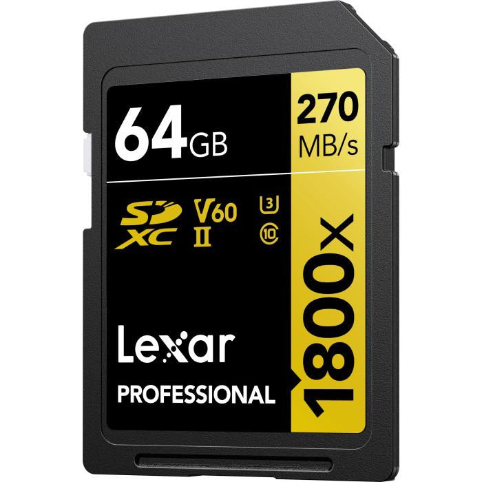 Lexar Professional 1800x SDXC UHS-II Card GOLD Series, 64GB - (4-Pack)