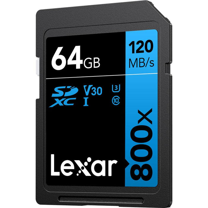 Lexar 64GB High-Performance 800x UHS-I SDXC Memory Card BLUE Series - (2-Pack)
