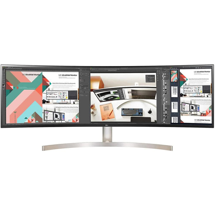 LG 49" 32:9 UltraWide Dual QHD IPS HDR 10 Curved LED Monitor + Accessories Bundle