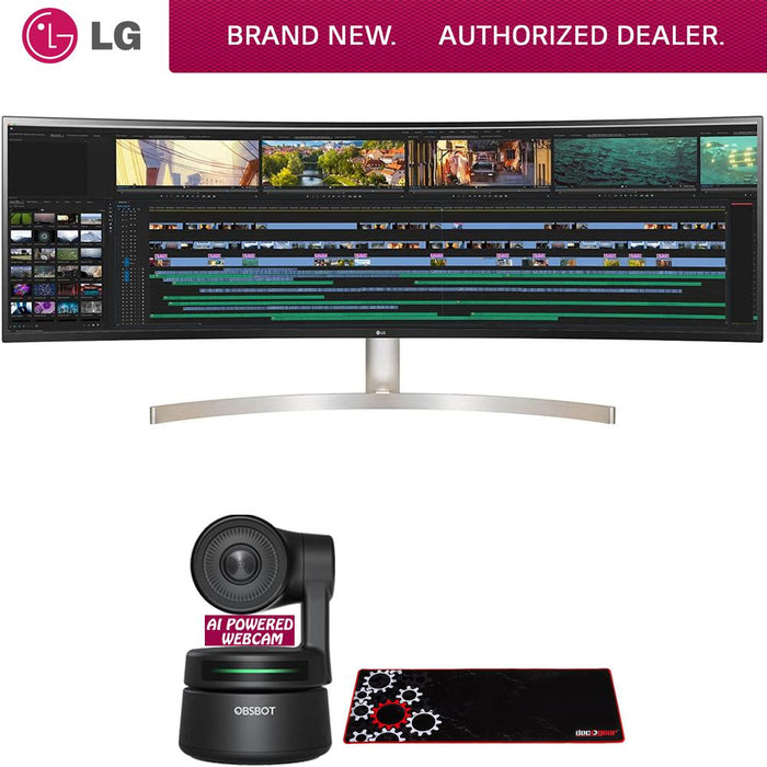 LG 49" 32:9 UltraWide Dual QHD IPS Curved LED Monitor +AI-Powered PTZ Webcam Bundle