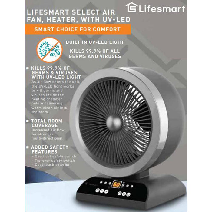 LifeSmart HTFN1002 2-in-1 Digital Fan and Heater with Oscillation, Black