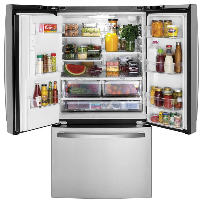 GE 25.6 CU. FT. French-Door Refrigerator and Freezer + 3 Year Extended Warranty