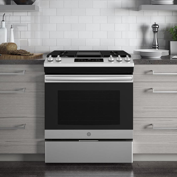 GE 30" Slide-In Front Control Gas Range Oven with 3 Year Extended Warranty
