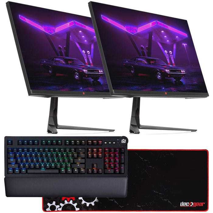 Deco Gear 25" Ultrawide LED Dual Gaming Monitors, 280Hz Bundle with Keyboard and Mousepad