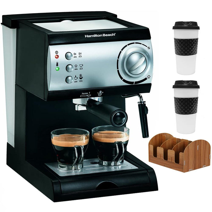 Hamilton Beach 15-bar Espresso/Cappuccino Maker with Steamer+Accessories Bundle