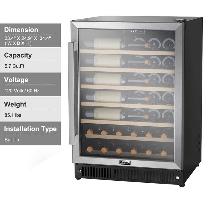 Galanz 5.7 Cu.Ft. Stainless Steel Built-In Wine Cooler - GLW57MS2B16
