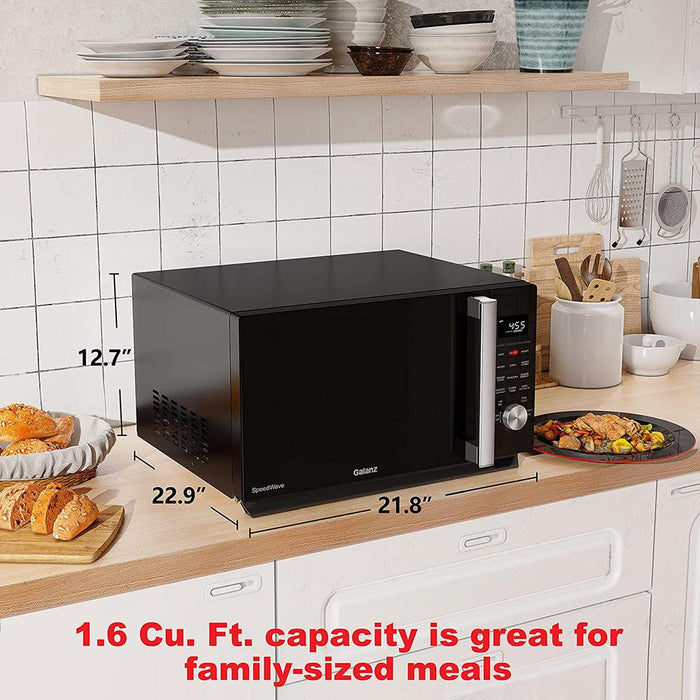 Galanz 1.6 Cu.Ft. 3-in-1 Convection Microwave with Air Fryer in Black - GSWWA16BKSA11