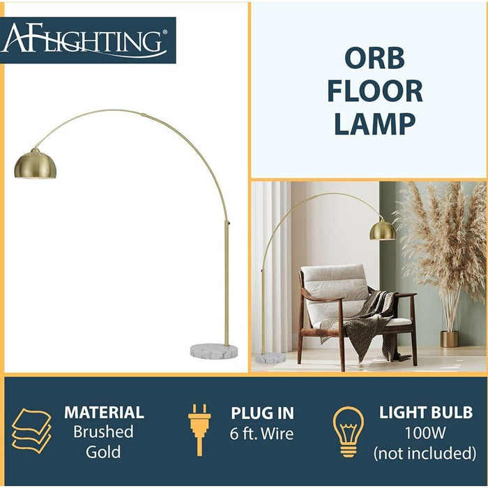 Elements Orb Floor Lamp with Metal Globe in Brushed Gold - 9121-FL