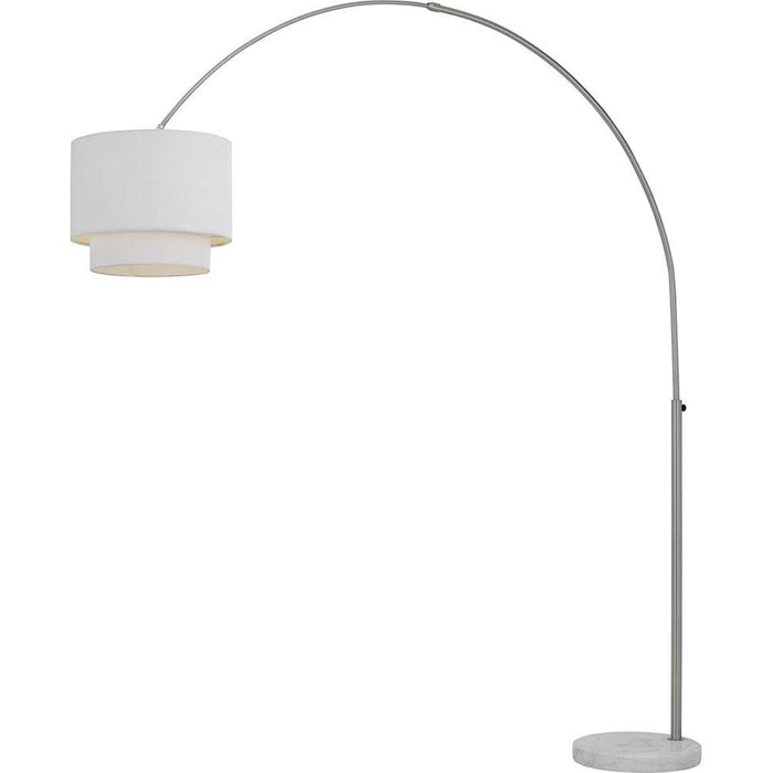 Elements Arched Floor Lamp in Brushed Nickel with Fabric Shade - 9124-FL