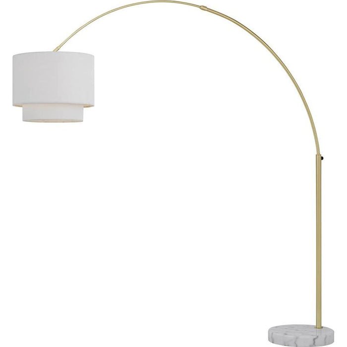 Elements Arched Floor Lamp in Brushed Gold with Fabric Shade - 9125-FL