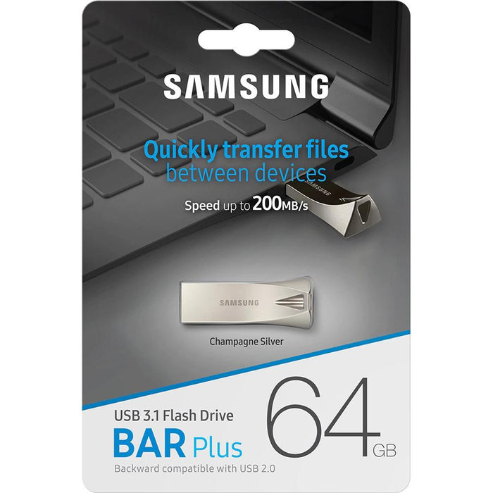 Samsung MUF-64BE3/AM BAR Plus USB 3.1 Flash Drive 64GB, Champagne Silver