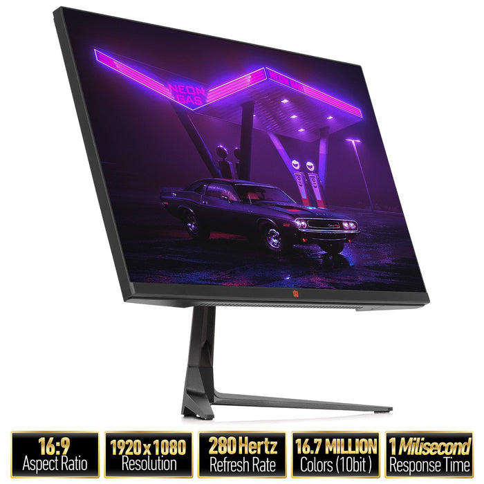Deco Gear 25" Ultrawide LED TN Gaming Monitor, 280 Hz Bundle with OBSBOT Tiny-AI Webcam