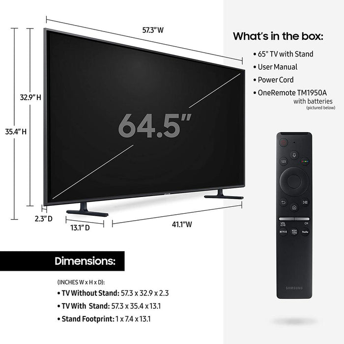 Samsung 65" RU8000 LED Smart 4K UHD TV (2019) (UN65RU8000/UN65RU800D) Refurbished