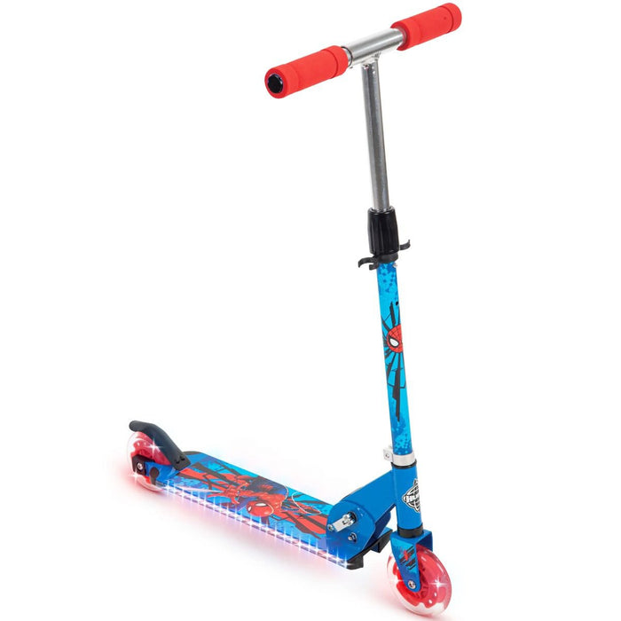 Huffy Marvel Spider-Man LED Light-Up Folding Inline Kids Scooter + Puzzlehead