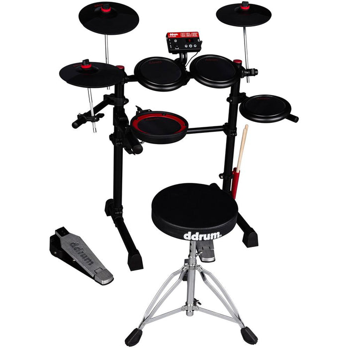 DDRUM Complete Electronic Drum Set w/ Mesh Drum Heads Black/Red+2 Year Warranty