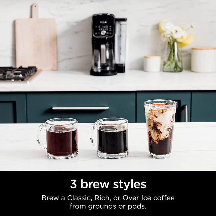 Ninja DualBrew 12-Cup Drip Single-Serve Coffee Maker - Renewed with Air Fryer
