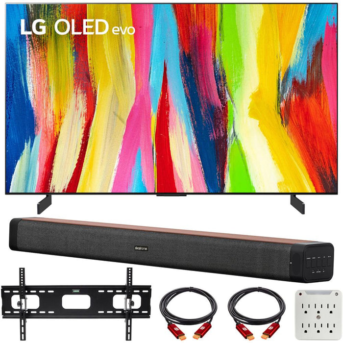 LG 48" HDR 4K Smart OLED Evo TV (2022) with Deco Home 60W Soundbar Bundle