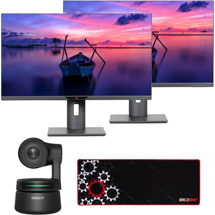 Deco Gear 28" 4K Ultrawide IPS Monitor, 60 Hz (2-Pack) Bundle with OBSBOT Tiny AI Webcam