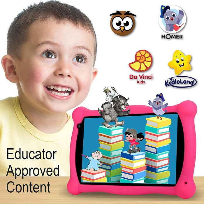 Contixo 7" Kids Tablet, IPS, 2GB/16GB, Dual Cameras, Digital Pen, Silicone Case - Pink