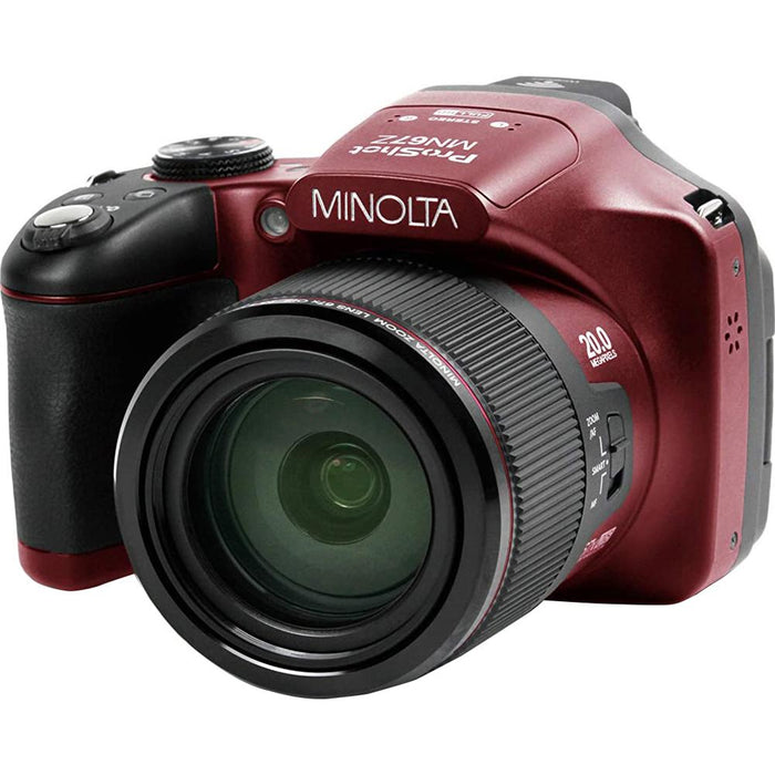 Minolta MN67Z 20 MP / 1080p HD Bridge Digital Camera w/67x Optical Zoom (Red) - Open Box