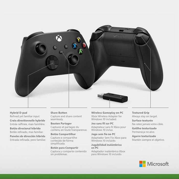 Microsoft Xbox Wireless Controller and Wireless Adapter for Windows 10, Black