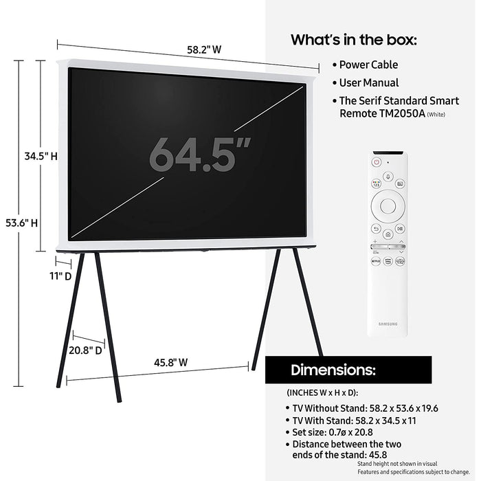 Samsung QN65LS01TA The Serif 65" QLED Smart 4K UHD TV - Refurbished