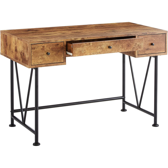 Coaster Furniture Analiese 3-Drawer Writing Desk, Antique Nutmeg/Black