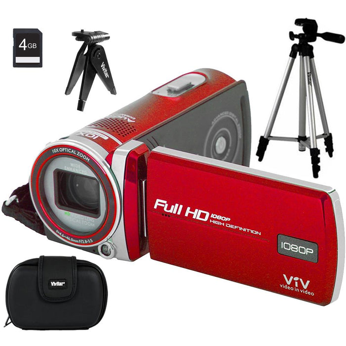 Vivitar iD975 Polaroid Dual Shot Video Camera Kit (Red) Bundle with Small Camera Bag