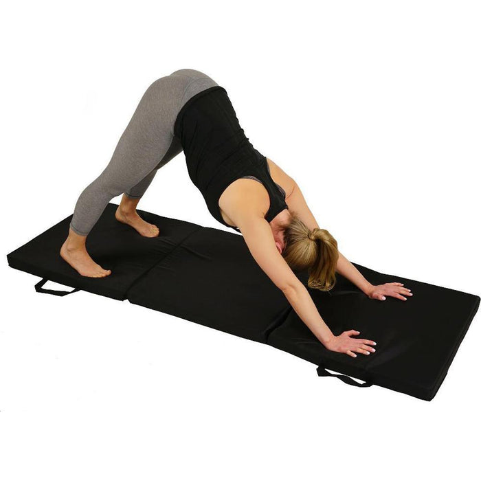 Sunny Health and Fitness Tri-Fold Exercise Gymnastics Mat Extra Thick with Carry Handles - Open Box
