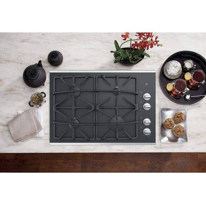 GE 30-inch Built-In Gas Cooktop with Dishwasher Safe Grates - Stainless Steel