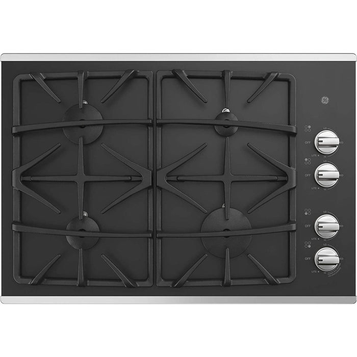 GE 30-inch Built-In Gas Cooktop with Dishwasher Safe Grates - Stainless Steel