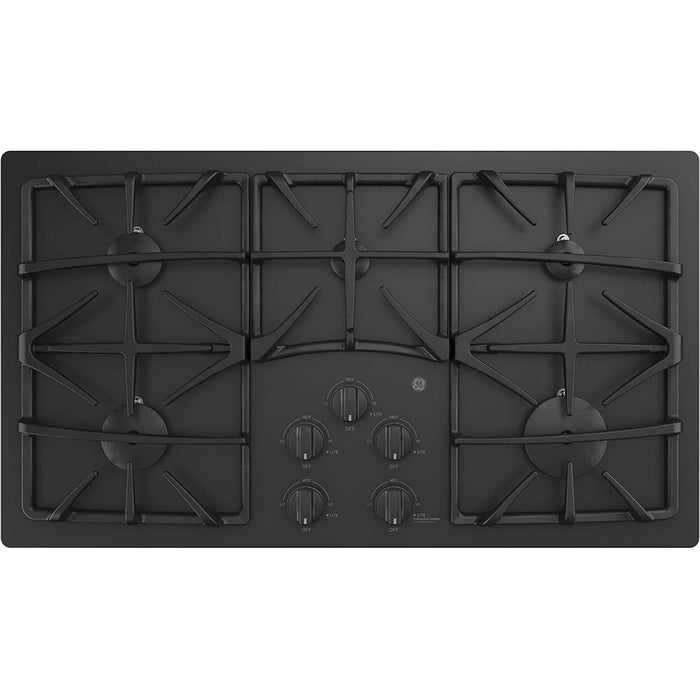 GE 36-inch 5-Burner Built-In Gas Cooktop with Dishwasher Safe Grates - Black