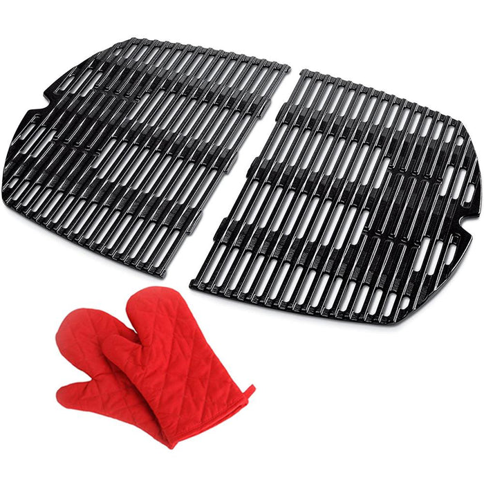 Weber Cast Iron Cooking Grates for Weber Q 300/3000 Series Grills with Oven Mitt
